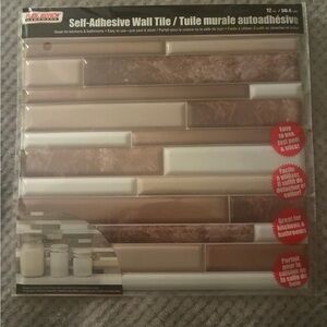 Self-Adhesive Wall Tile in Brown and Cream Kitchen Living Room Decor